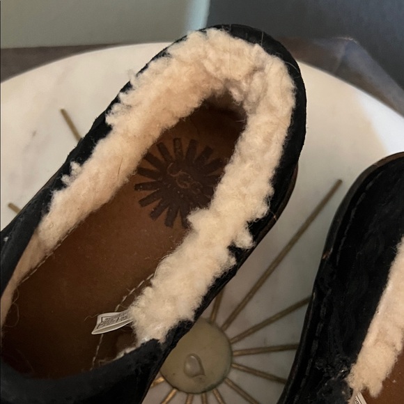 UGG Black Suede Shearling-Lined Slip-Ons - Picture 6 of 10